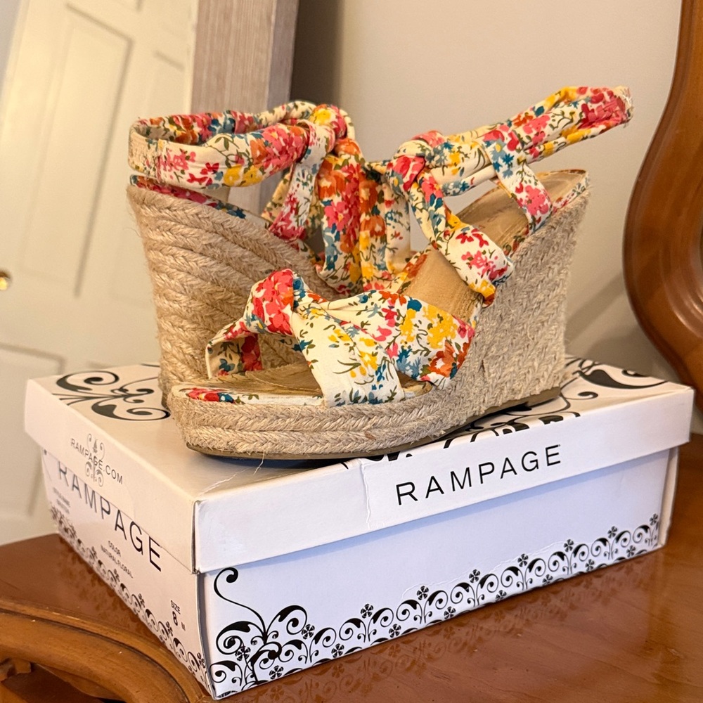 Rampage Women's Floral Multi-Color Wedges